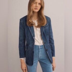 Rebecca Taylor La Vie Denim Blue Jean Blazer Jacket Medium